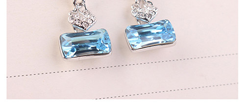 Fashion Pink Square Shape Diamond Decorated Earrings,Crystal Earrings