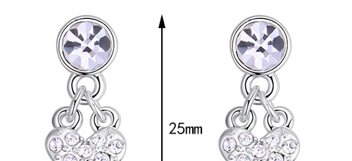 Fashion Light Purple Square Shape Diamond Decorated Earrings,Crystal Earrings