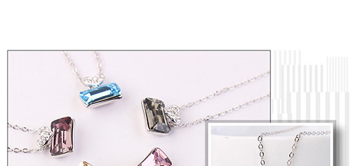 Fashion Light Purple Square Shape Pendant Decorated Necklace,Crystal Necklaces