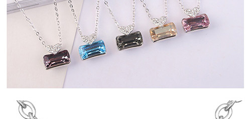 Fashion Blue Square Shape Pendant Decorated Necklace,Crystal Necklaces