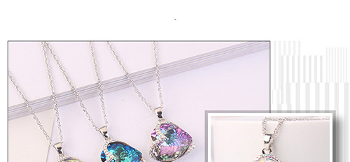 Fashion Blue Heart Shape Diamond Decorated Necklace,Crystal Necklaces