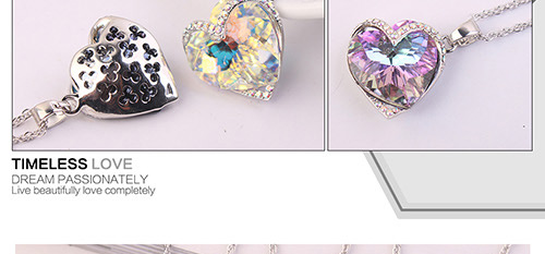 Fashion Multi-color Heart Shape Diamond Decorated Necklace,Crystal Necklaces