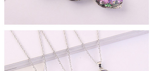 Fashion Purple Heart Shape Diamond Decorated Necklace,Crystal Necklaces
