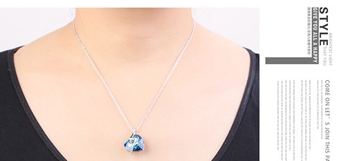 Fashion Blue Heart Shape&arrows Decorated Necklace,Crystal Necklaces