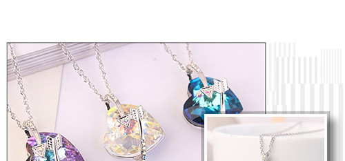 Fashion Blue Heart Shape&arrows Decorated Necklace,Crystal Necklaces