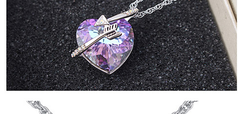 Fashion Purple Heart Shape&arrows Decorated Necklace,Crystal Necklaces