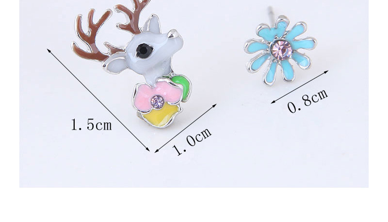Fashion Multi-color Deer And Flower Shape Decorated Earrings,Stud Earrings