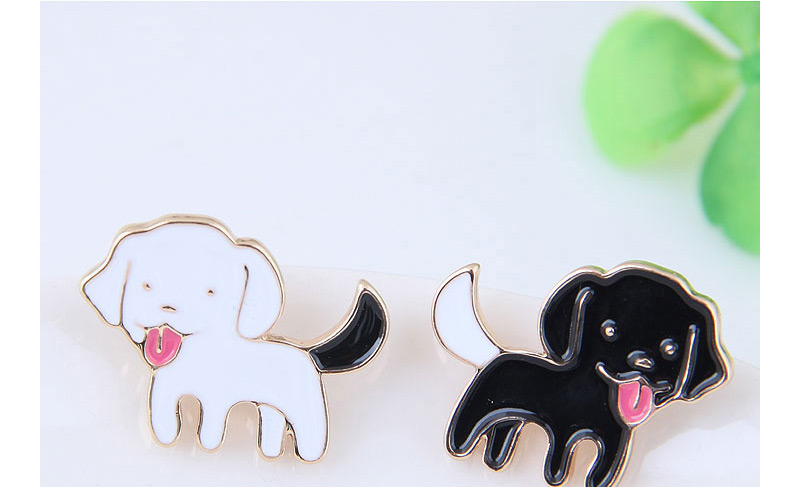 Fashion Black+white Dog Shape Decorated Earrings,Stud Earrings