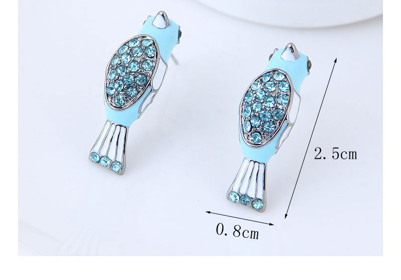 Fashion Blue Bird Shape Decorated Earrings,Stud Earrings