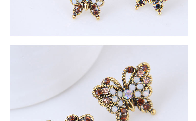 Fashion Brown Butterfly Shape Decorated Earrings,Stud Earrings