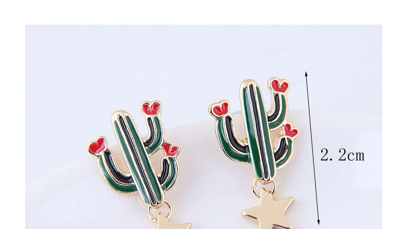 Lovely Green Cactus Shape Decorated Earrings,Stud Earrings