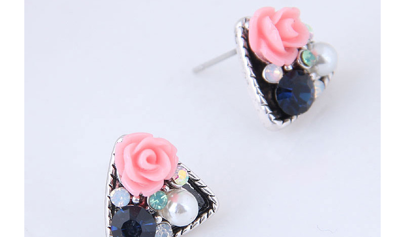 Lovely Pink Flower Shape Decorated Earrings,Stud Earrings