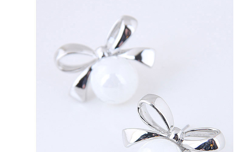 Lovely Silver Color Bowknot Shape Decorated Earrings,Stud Earrings