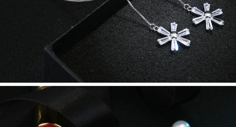 Elegant Silver Color Snowflake Shape Decorated Earrings,Drop Earrings