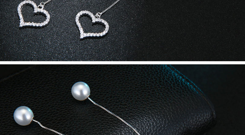 Elegant Silver Color Heart Shape Decorated Earrings,Drop Earrings