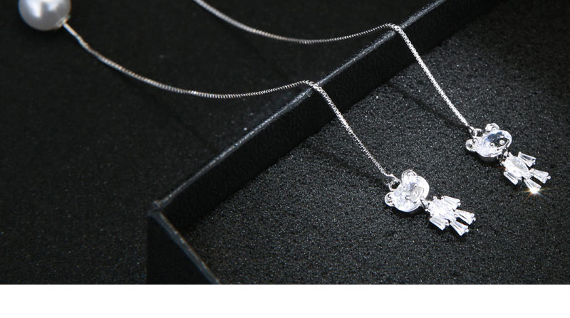 Elegant Silver Color Bear Shape Decorated Earrings,Drop Earrings