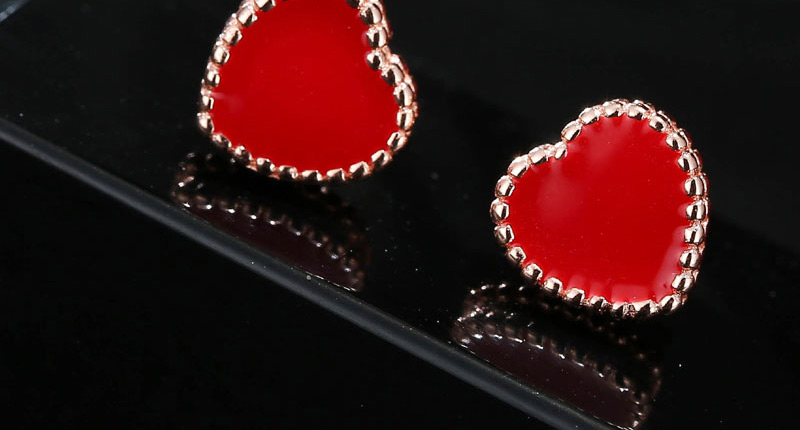 Fashion Red Heart Shape Decorated Earrings,Stud Earrings