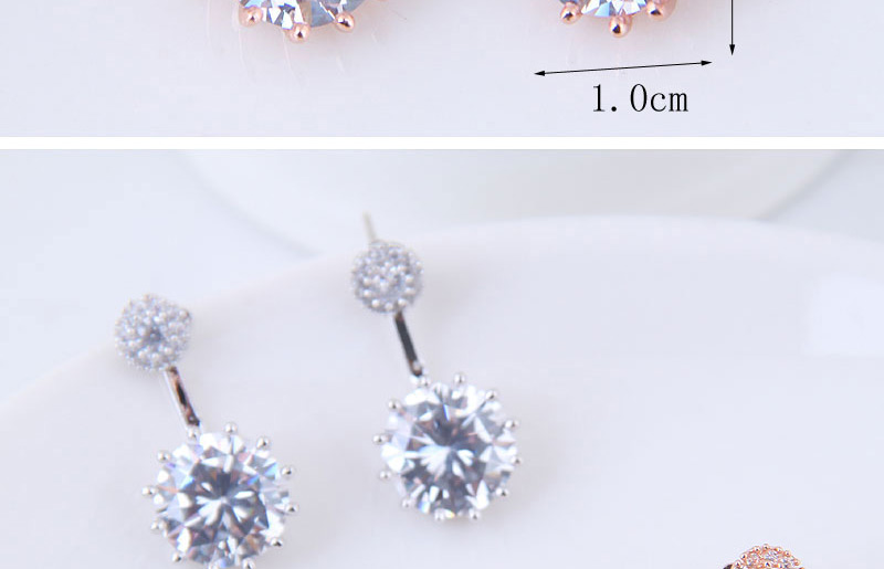 Elegant Silver Color Round Shape Decorated Earrings,Stud Earrings