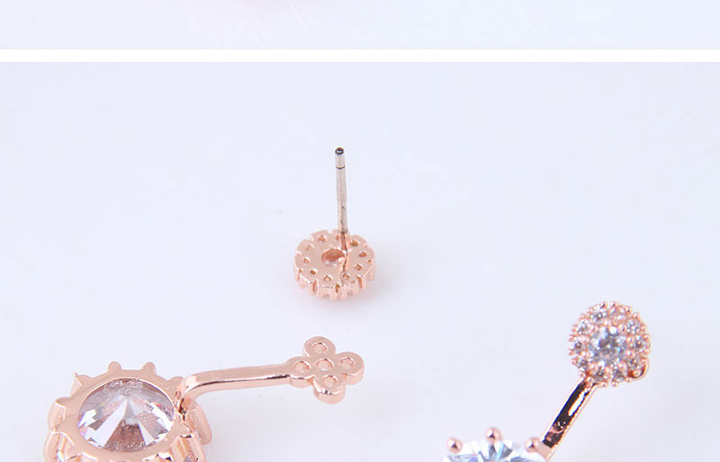 Elegant Rose Gold Round Shape Decorated Earrings,Stud Earrings