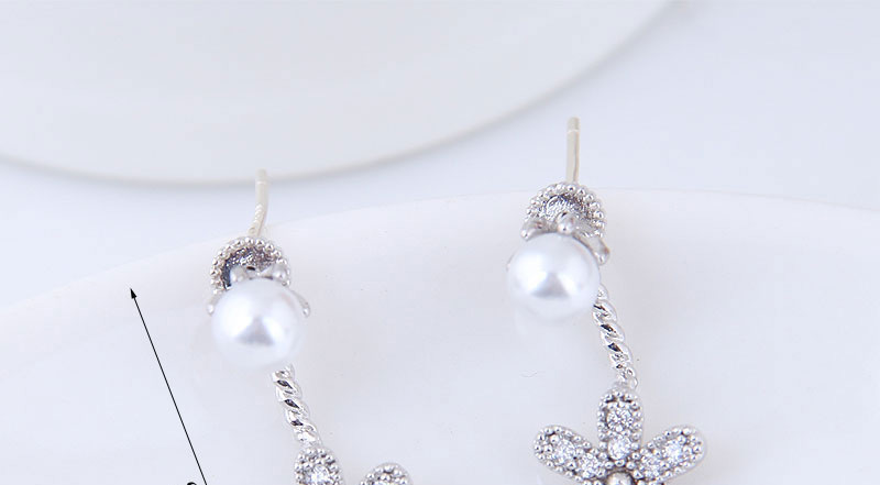 Elegant Silver Color Flower Shape Decorated Earrings,Stud Earrings