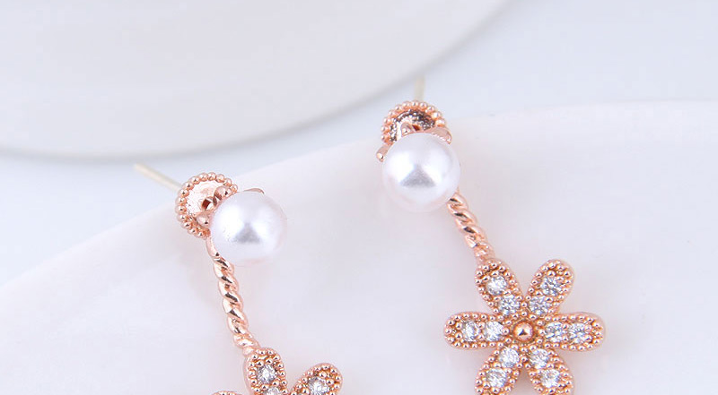 Elegant Rose Gold Flower Shape Decorated Earrings,Stud Earrings