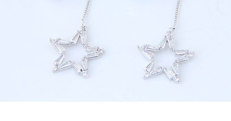 Fashion Rose Gold Star Shape Decorated Necklace,Drop Earrings