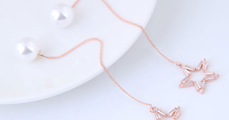 Fashion Rose Gold Star Shape Decorated Necklace,Drop Earrings