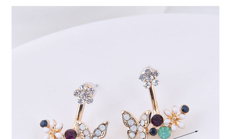 Elegant Multi-color Butterfly Shape Decorated Earrings,Stud Earrings