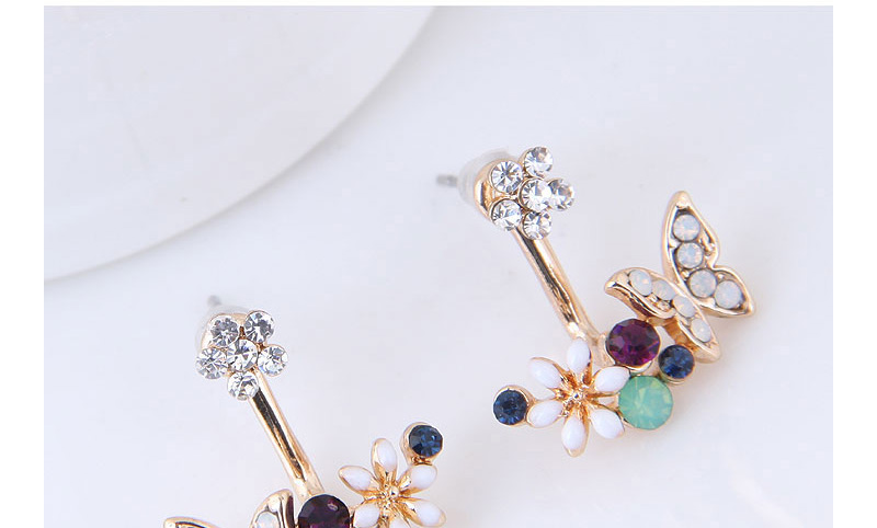 Elegant Multi-color Flower Shape Decorated Earrings,Stud Earrings