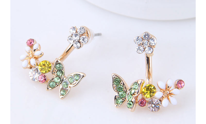 Elegant Multi-color Flower Shape Decorated Earrings,Stud Earrings