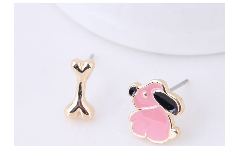 Fashion Pink Dog Shape Decorated Earrrings,Stud Earrings