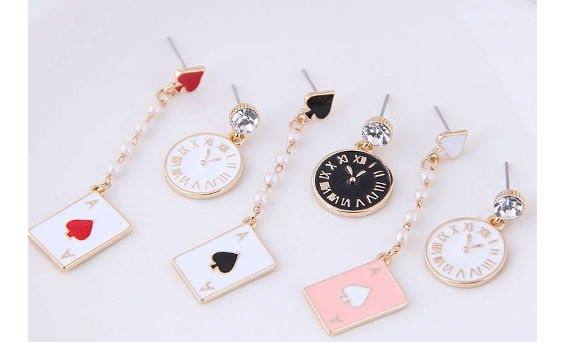 Fashion White Clock Shape Decorated Earrings,Drop Earrings