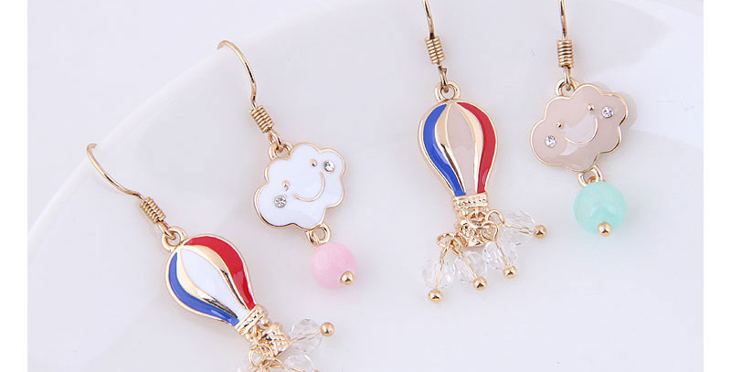 Fashion Red+blue+gold Color Cloud Shape Decorated Earrings,Drop Earrings