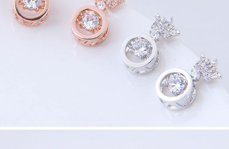 Elegant Silver Color Crown Shape Decorated Earrings,Stud Earrings