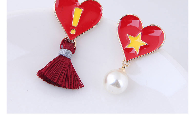 Fashion Red Heart Shape Decortaed Earrings,Stud Earrings