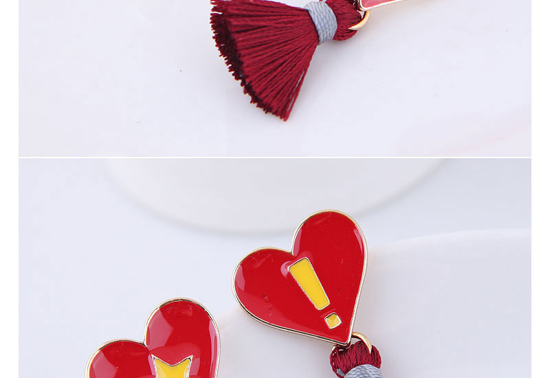 Fashion Red Heart Shape Decortaed Earrings,Stud Earrings