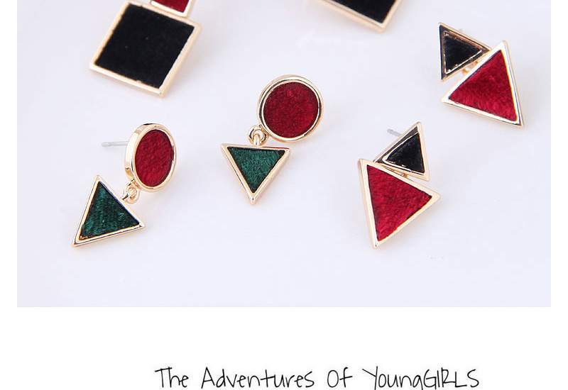 Fashion Black+red Square Shape Decorated Earrings,Stud Earrings