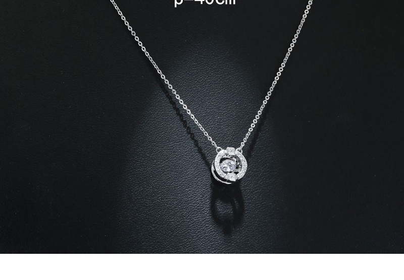 Elegant Silver Color Diamond Decorated Necklace,Pendants