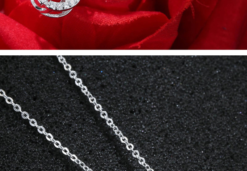 Elegant Silver Color Diamond Decorated Necklace,Pendants