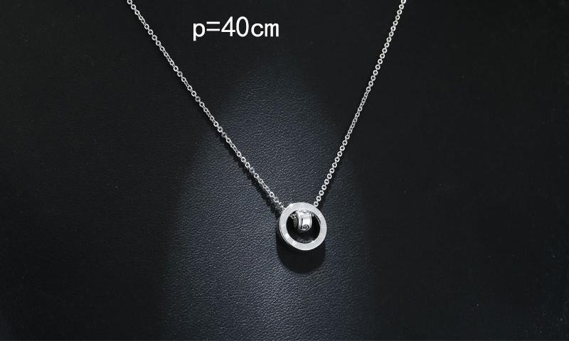 Elegant Silver Color Circular Ring Shape Decorated Necklace,Pendants