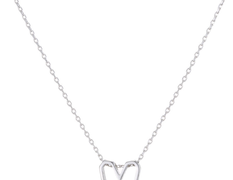 Elegant Silver Color Heart Shape Decorated Necklace,Pendants