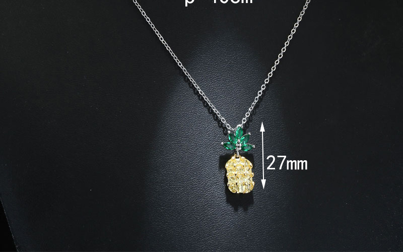 Elegant Yellow+green Pineapple Shape Decorated Necklace,Pendants