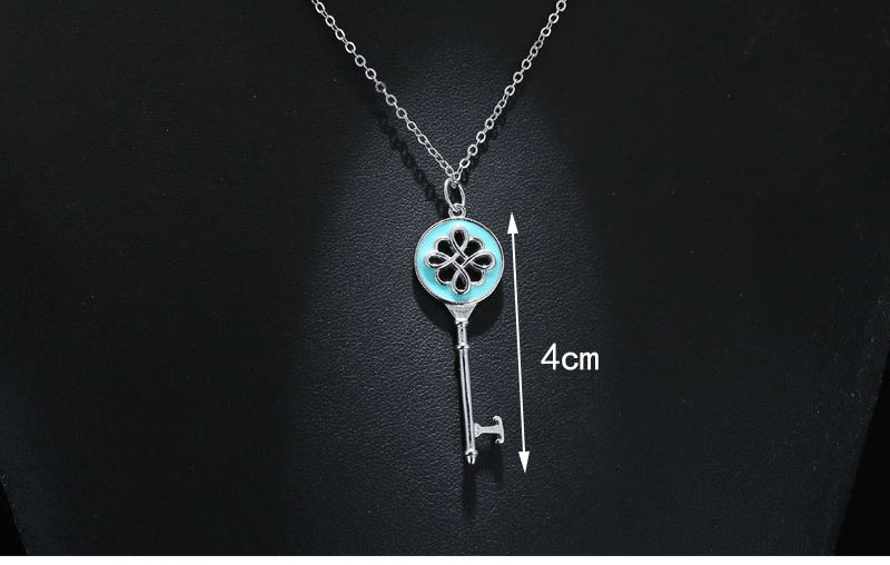 Elegant Blue Key Shape Decorated Necklace,Pendants