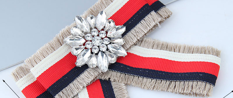 Fashion Red+white+navy Flwoer Shape Decorated Bowknot Brooch,Korean Brooches