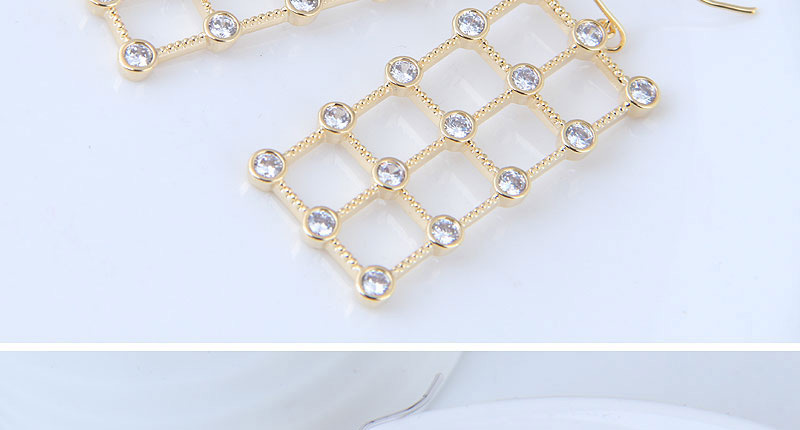 Sweet Silver Color Grid Shape Design Square Shape Earrings,Drop Earrings