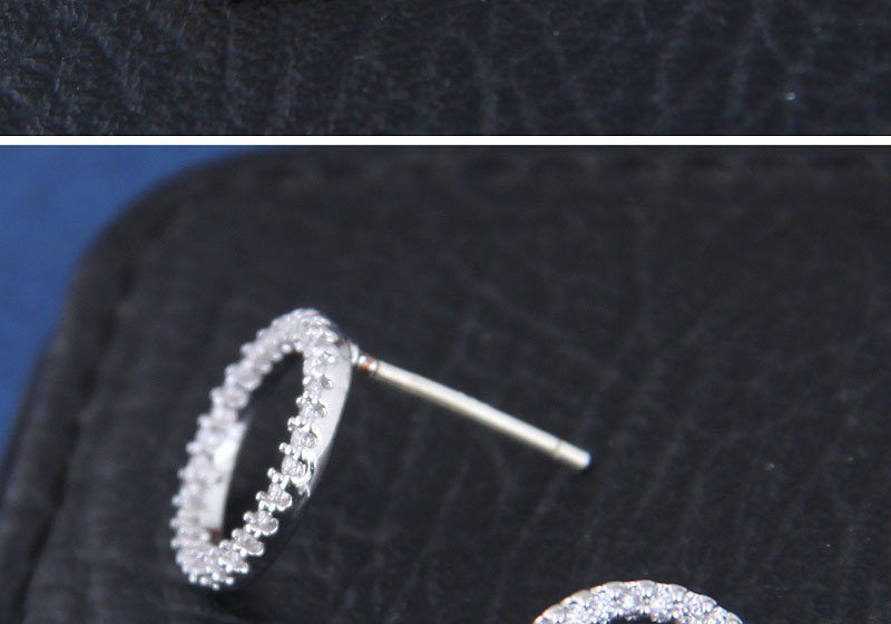Sweet Silver Color Full Diamond Decorated Round Shape Earrings,Stud Earrings