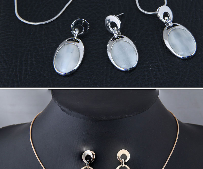 Fashion Silver Color Oval Shape Decorated Jewelry Sets,Jewelry Sets