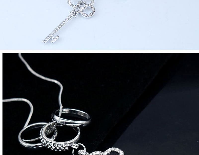Elegant White Key Shape Decorated Necklace,Multi Strand Necklaces