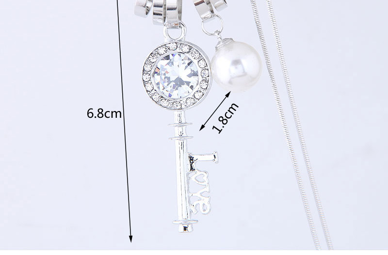 Elegant Silver Color Key Shape Decorated Necklace,Multi Strand Necklaces