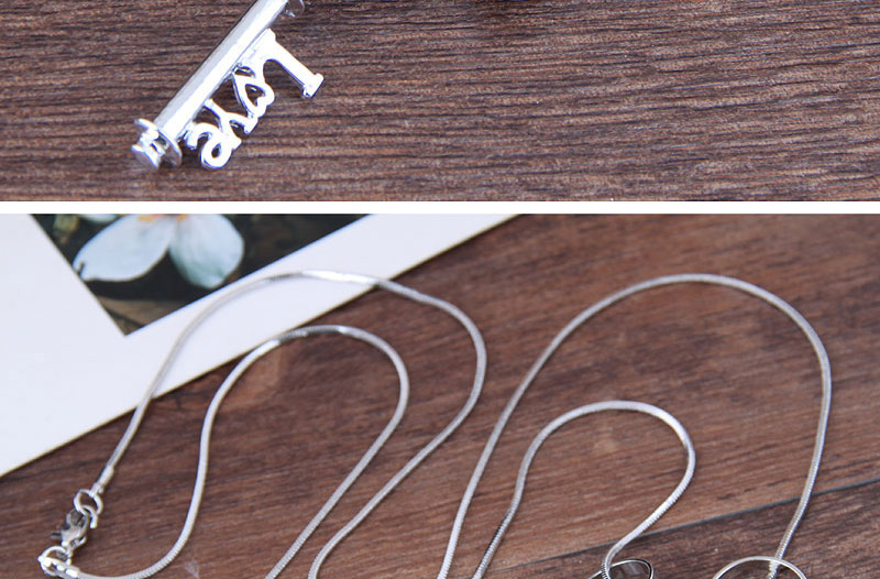 Elegant Silver Color Key Shape Decorated Necklace,Multi Strand Necklaces